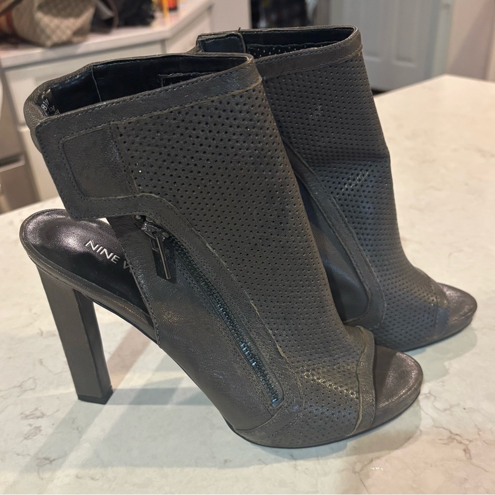 Nine West Charcoal Peep-Toe Heeled Boots